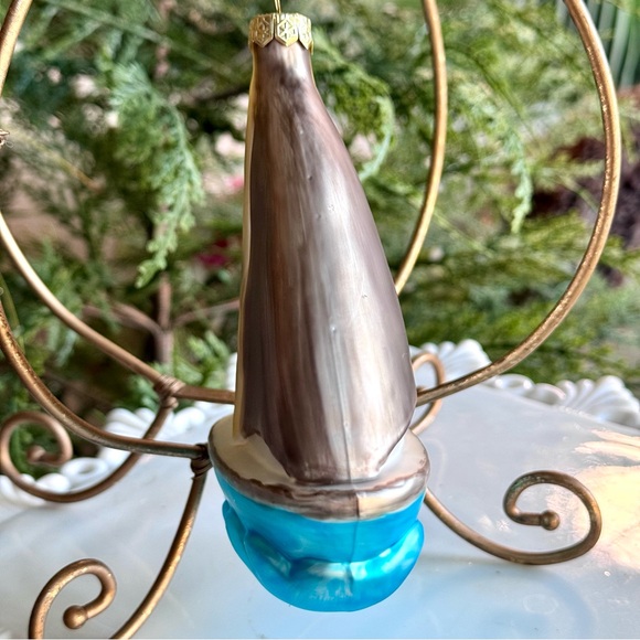 NEW! Nautical Sailboat Blown Glass Large Christmas Ornament - Picture 3 of 5